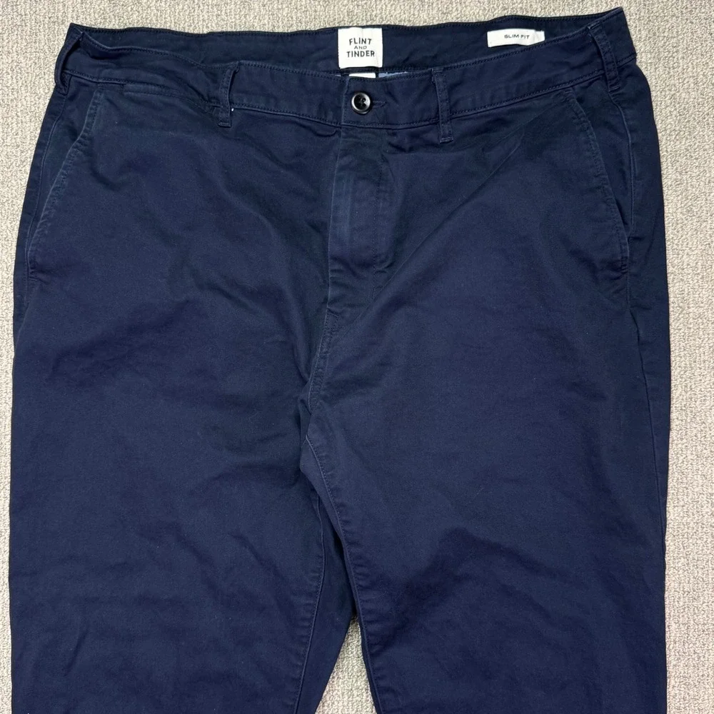 Flint and Tinder Navy Blue Slim Fit Stretch Chino Pants Men Size 38x32